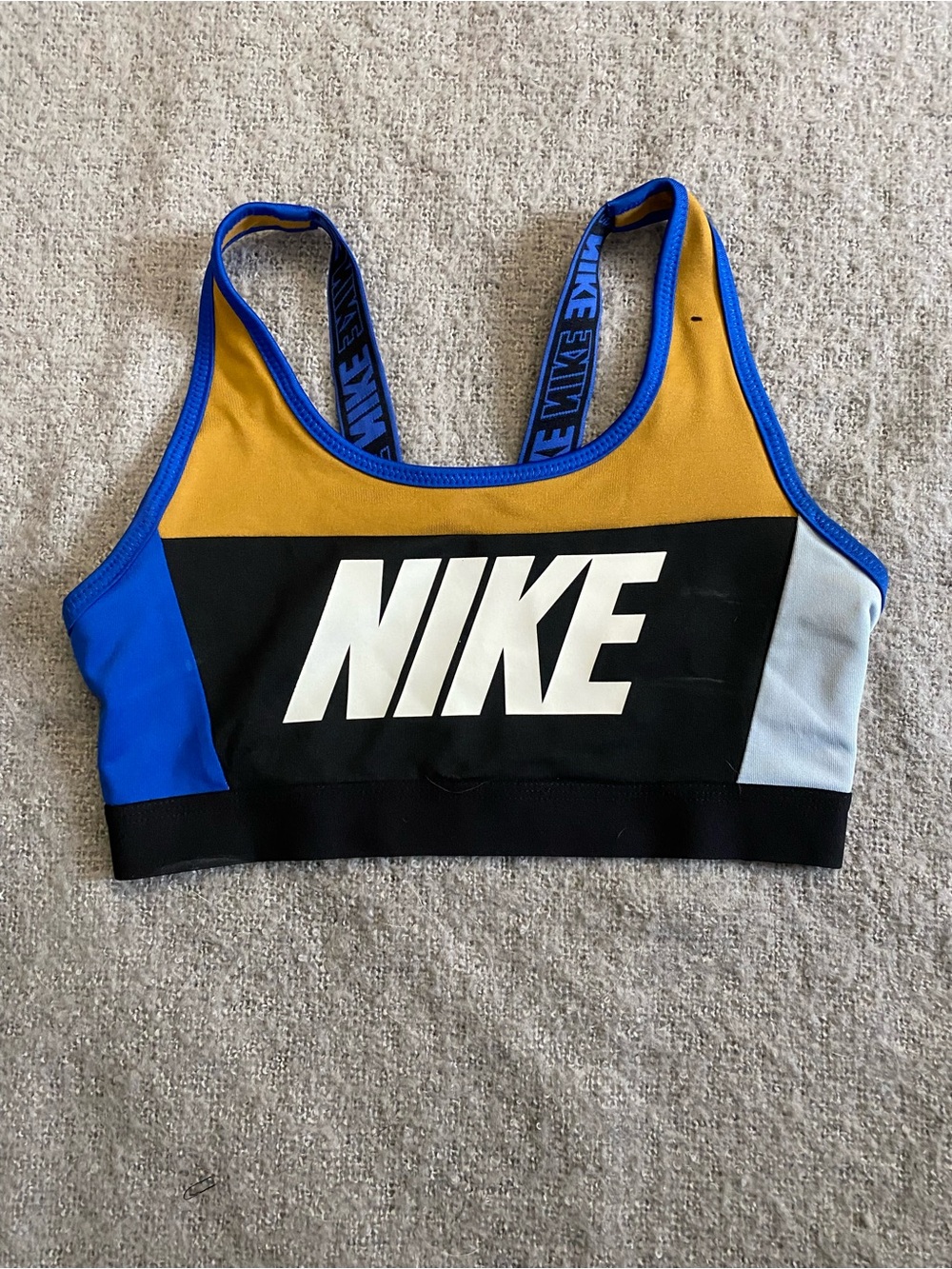 Nike Colorblock Sports Bra - Blue/Gold/Black/Light Gray